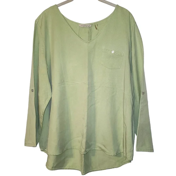 Soft Surroundings Tencel Margarita Green With Roll Tab Sleeves - Picture 2 of 8